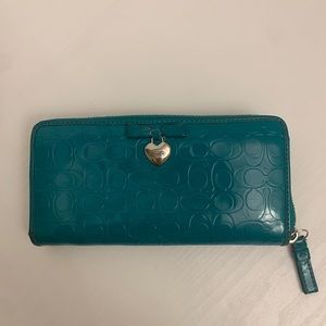 Coach teal multi pocket wallet